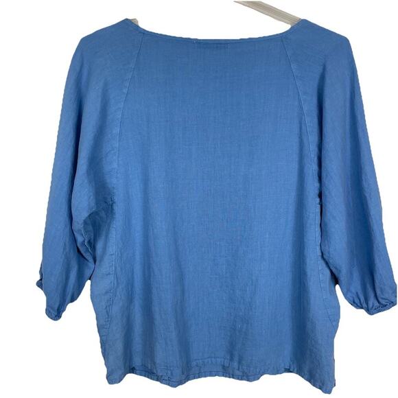 Cutloose 100% Linen Tunic Top Size Large Chambray Blue Boho Beach Lagenlook - Picture 2 of 9
